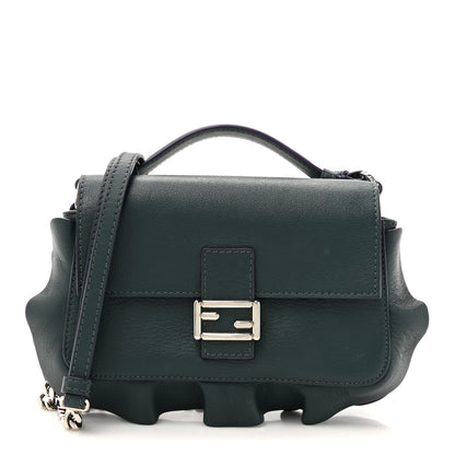 Fendi Vitello Dolce Waves Tri-Color Micro Double Baguette Verde Inglese Papavero Laguna 1 of 11