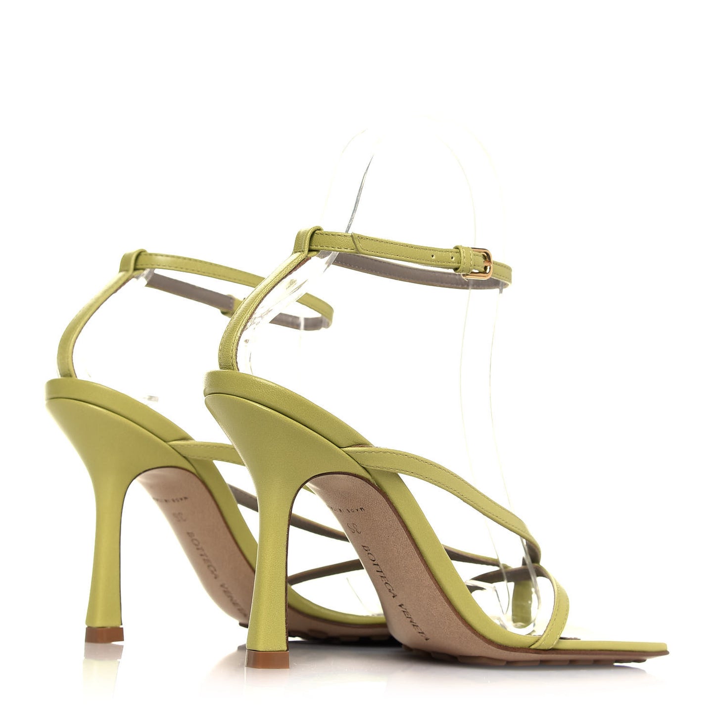 Lambskin Stretch Multi Strap 90mm Sandals 36 Pistachio