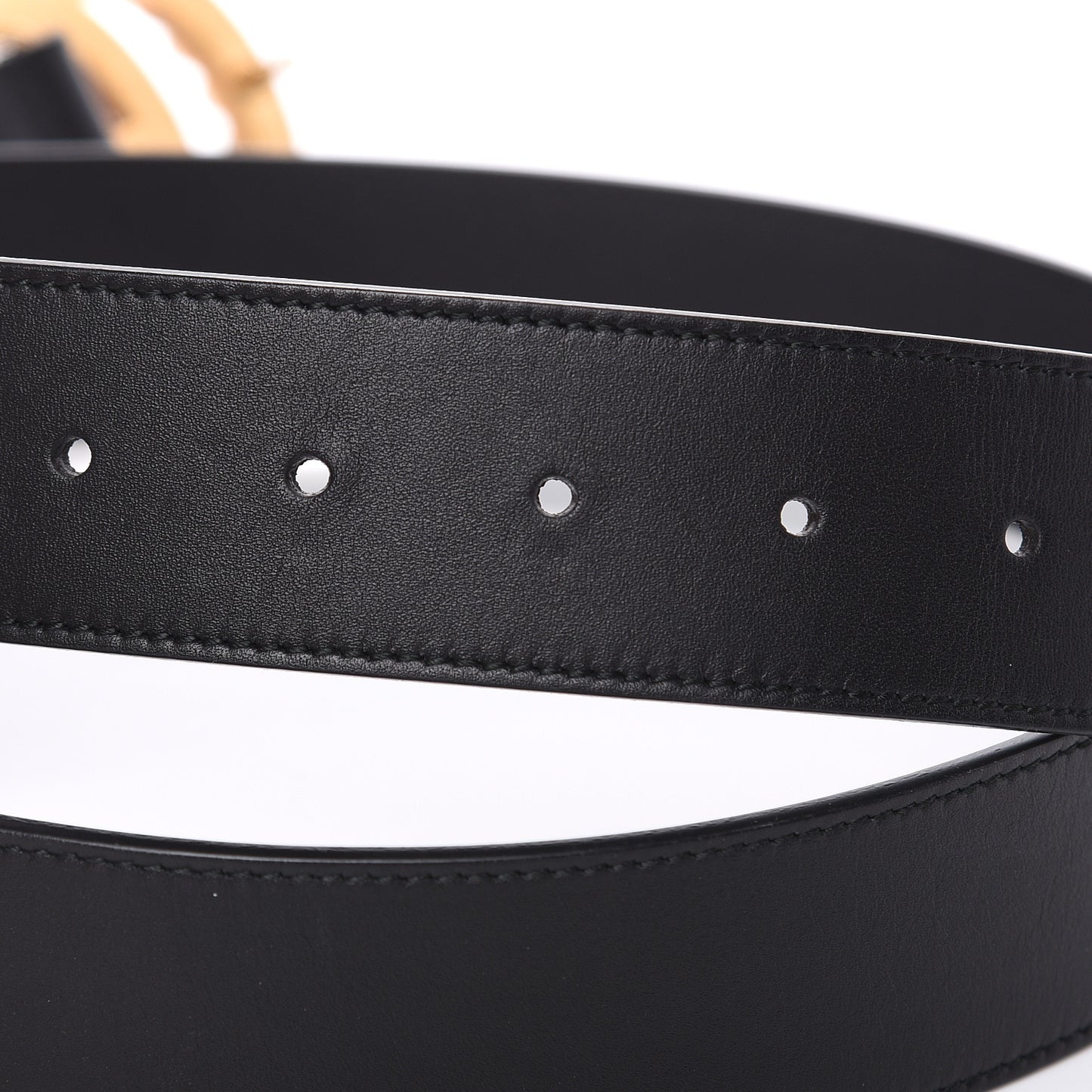 Moon Calfskin Pearl Double G 40mm Belt 100 40 Black Cream