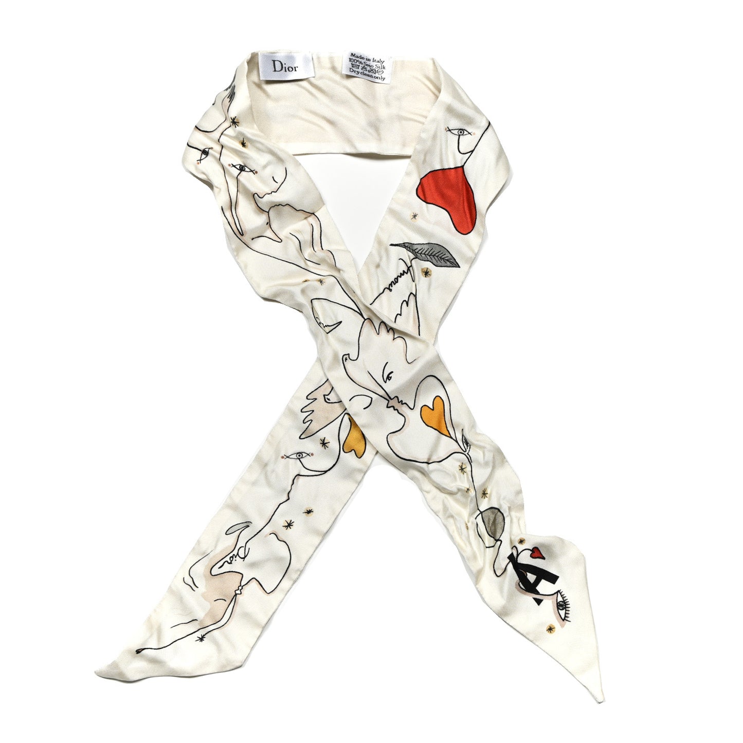 Silk ABCDior Mitzah "A" Scarf  Off White