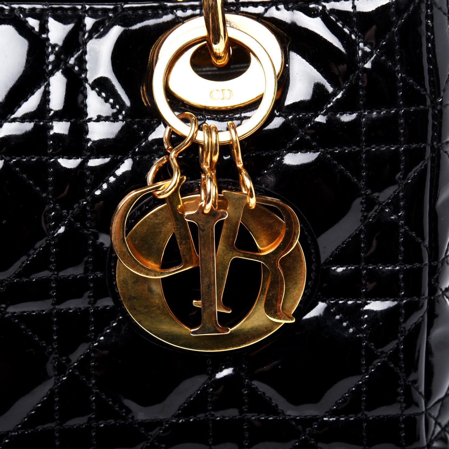 Patent Cannage Medium Lady Dior Black