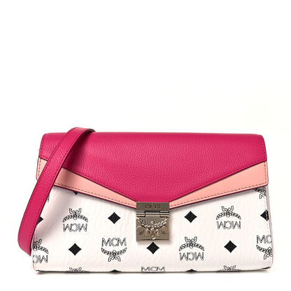 MCM Calfskin Visetos Monogram Medium Millie Color Block Crossbody Bag White Mood 1 of 7