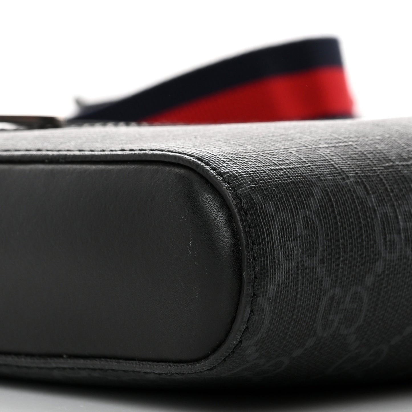 GG Supreme Monogram Web Small Flat Messenger Bag Black Grey