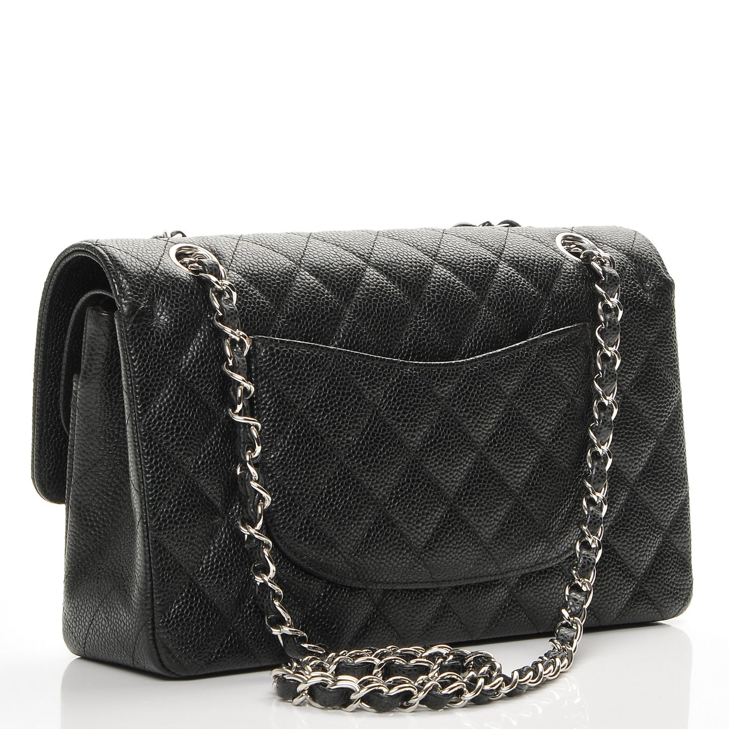 Caviar Quilted Medium Double Flap Black