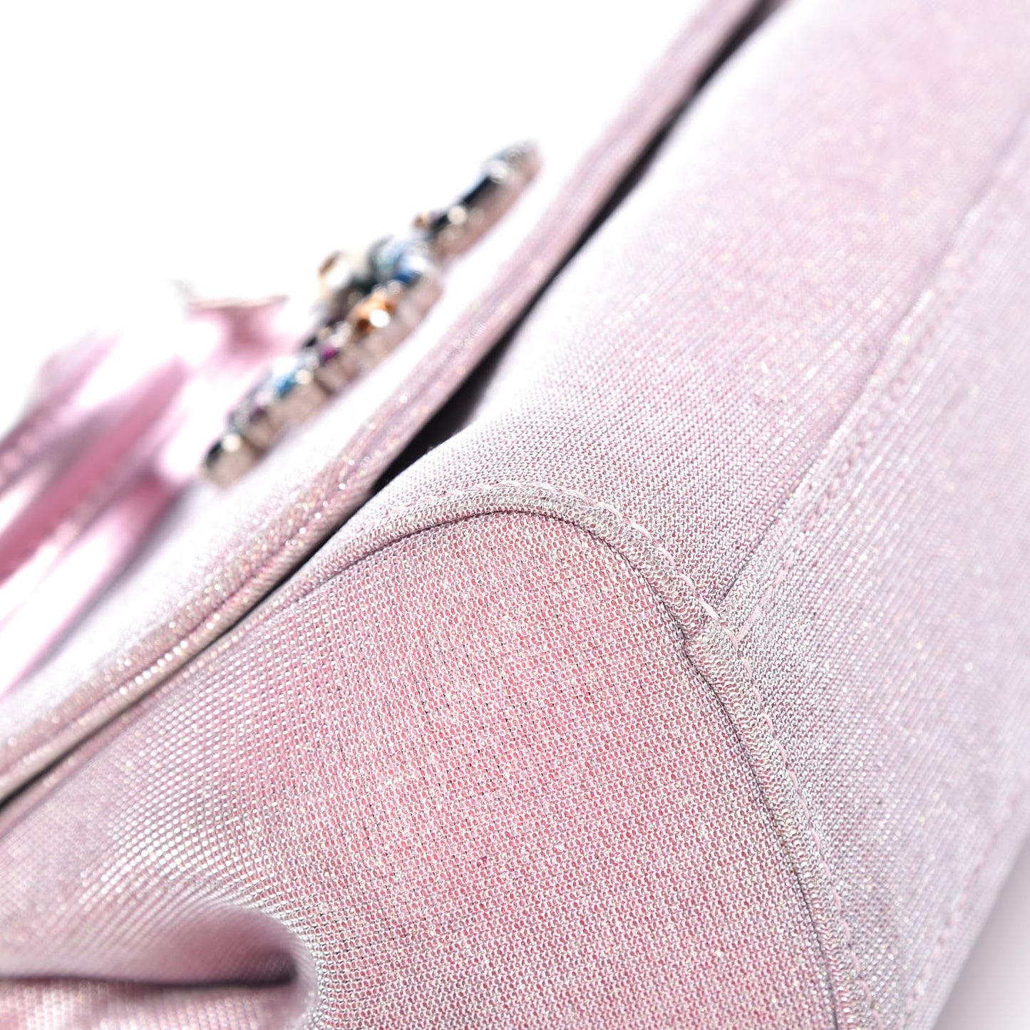 Metallic Lurex Fabric Crystal Mini Miss Sicily Shoulder Bag Pink