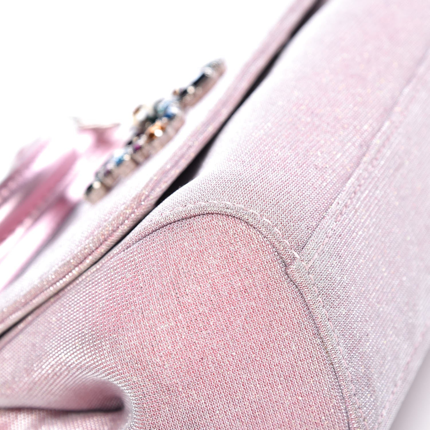 Dolce & Gabbana Metallic Lurex Fabric Crystal Mini Miss Sicily Shoulder Bag Pink 7 of 11
