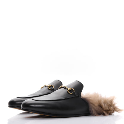 Gucci Calfskin Fur Womens Princetown Slippers 41 Black 3 of 9