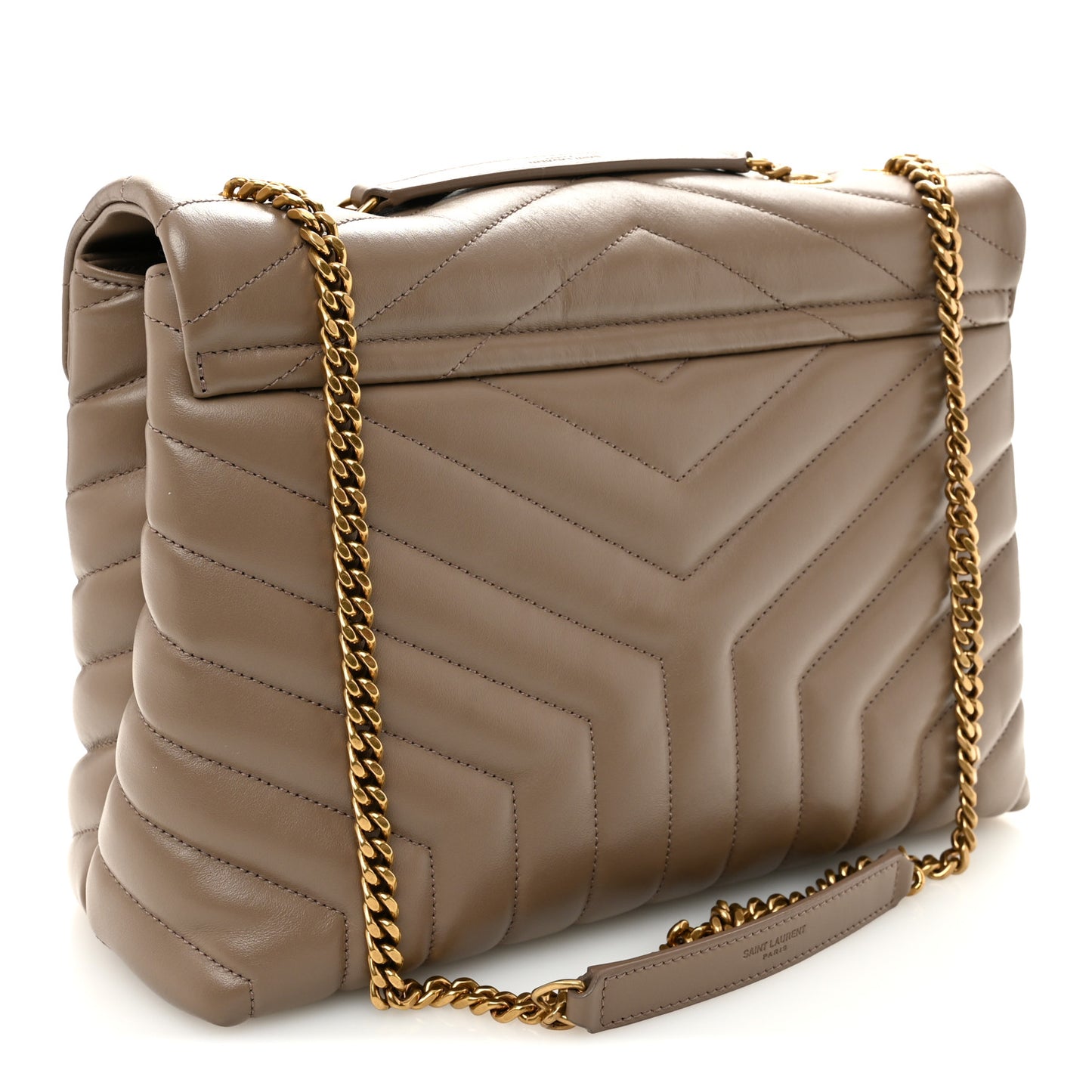 Calfskin Y Quilted Monogram Medium Loulou Chain Satchel Dark Beige