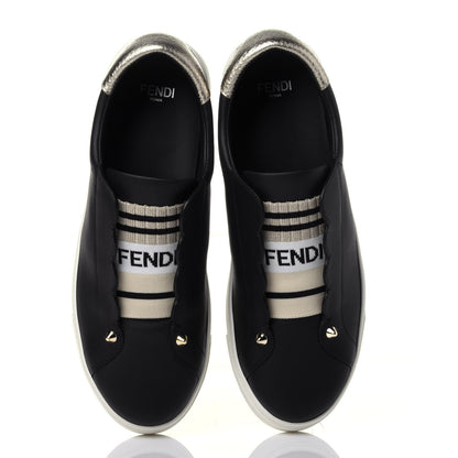 Fendi Vitello Lurex Rockoclick Slip On Sneakers 36 Black Gold 6 of 12