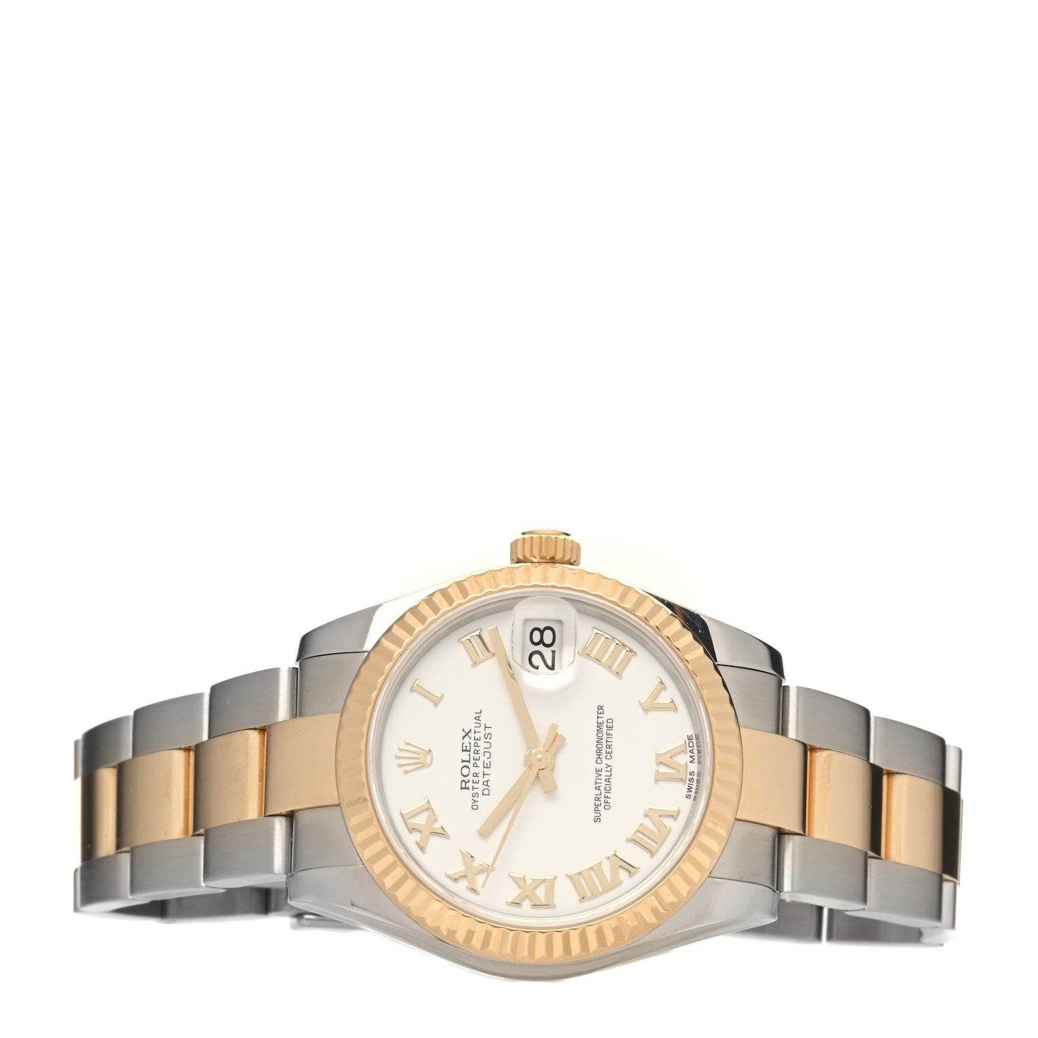 Rolex Stainless Steel 18K Yellow Gold 31mm Oyster Perpetual Datejust Watch White Roman 178273 2 of 5