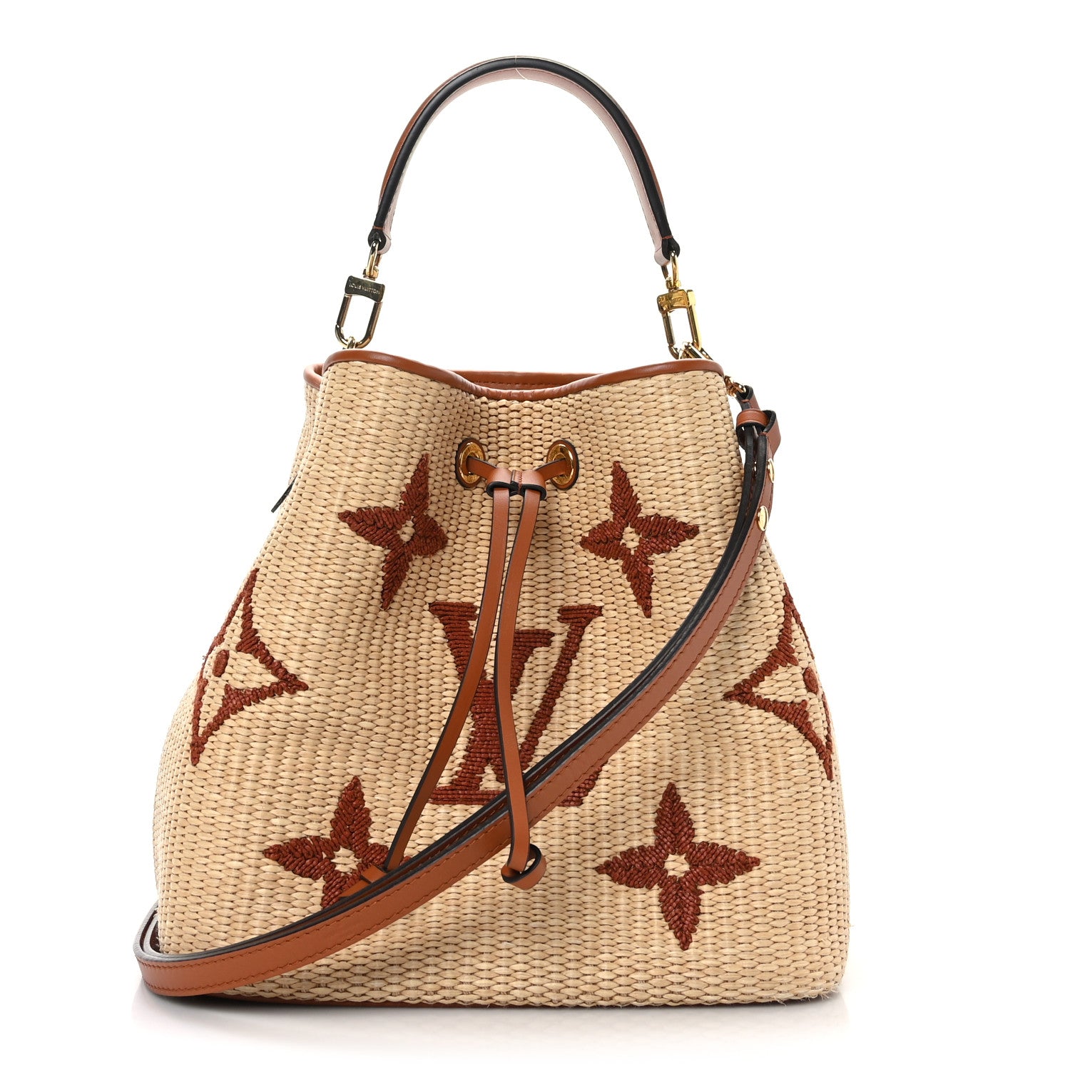 Louis Vuitton Raffia Calfskin Monogram Neonoe MM Tan 1254176