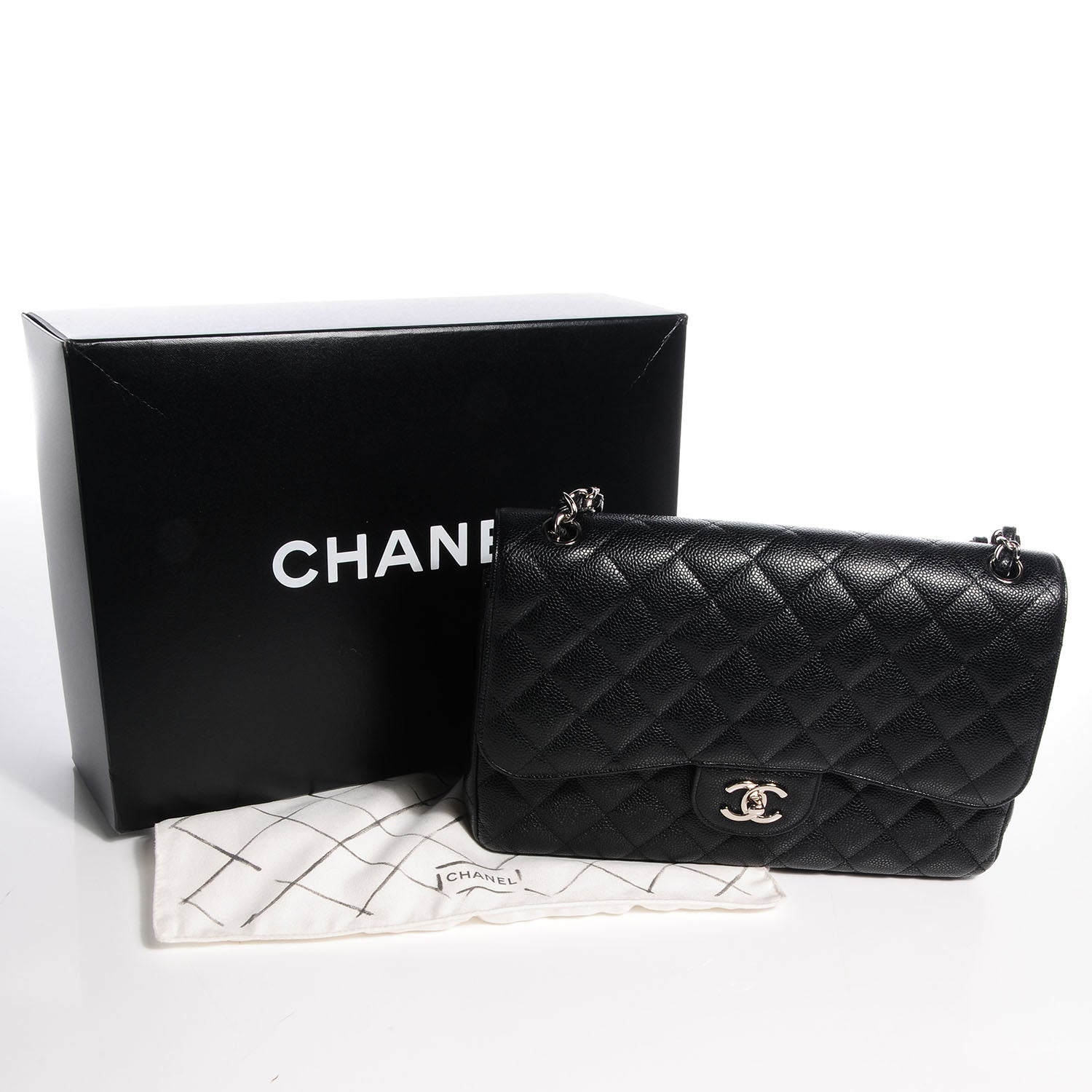 Chanel Caviar Quilted Jumbo Double Flap Black 6 of 9