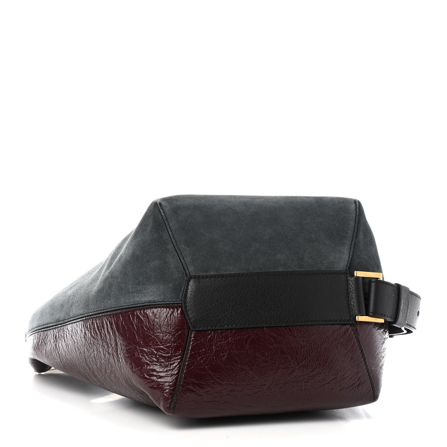 Givenchy Suede Crinkled Patent Deerskin Medium GV Bucket Bag Aubergine Graphite 3 of 7