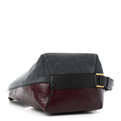 Givenchy Suede Crinkled Patent Deerskin Medium GV Bucket Bag Aubergine Graphite 3 of 7