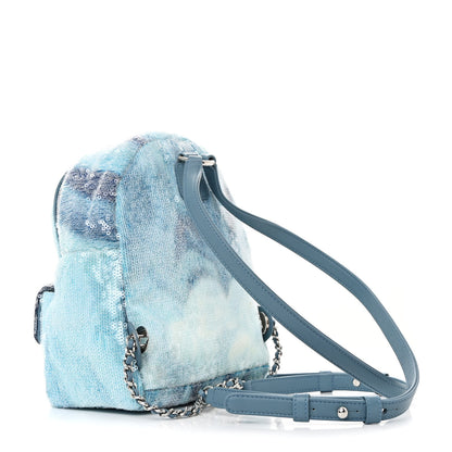 Chanel Sequin Tri-color Waterfall Backpack Light Blue 3 of 12