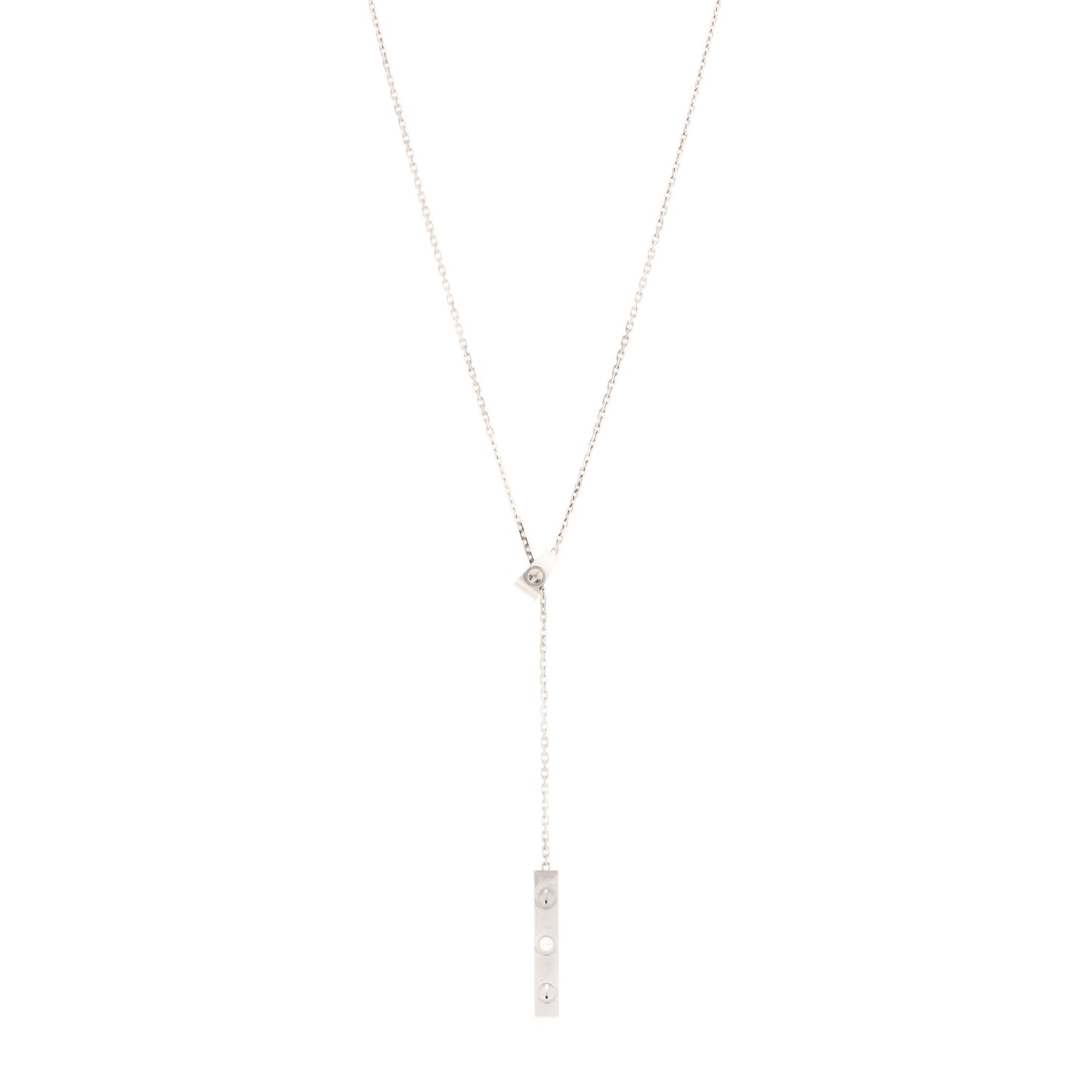 18K White Gold Diamond LOVE Lariat Necklace