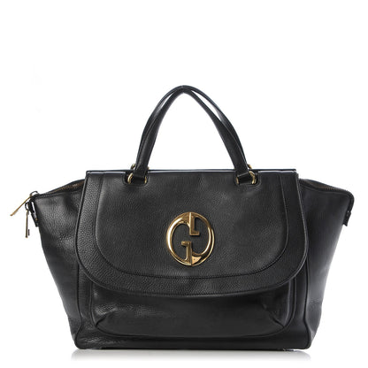 Gucci Pebbled Calfskin Medium 1973 Top Handle Satchel Black 1 of 10
