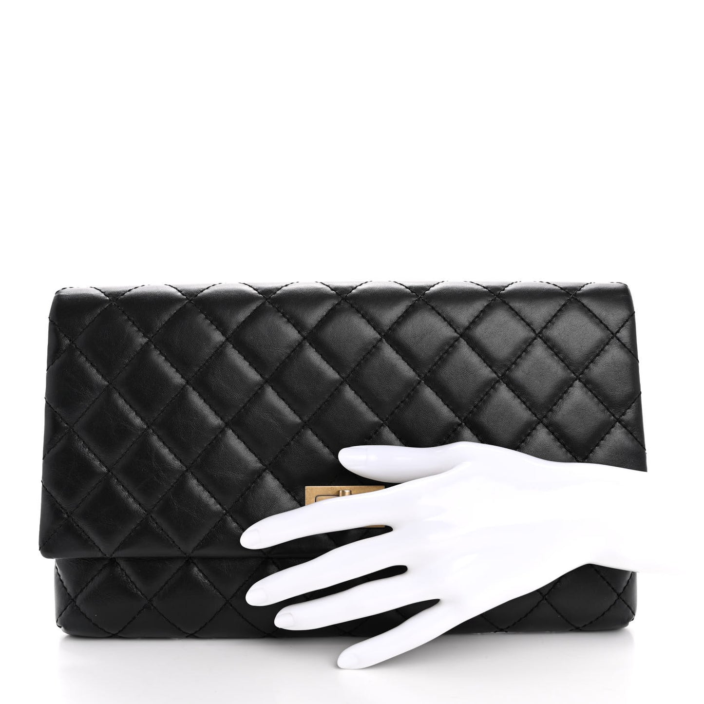 Aged Calfskin Quilted Reissue 2.55 Clutch Black