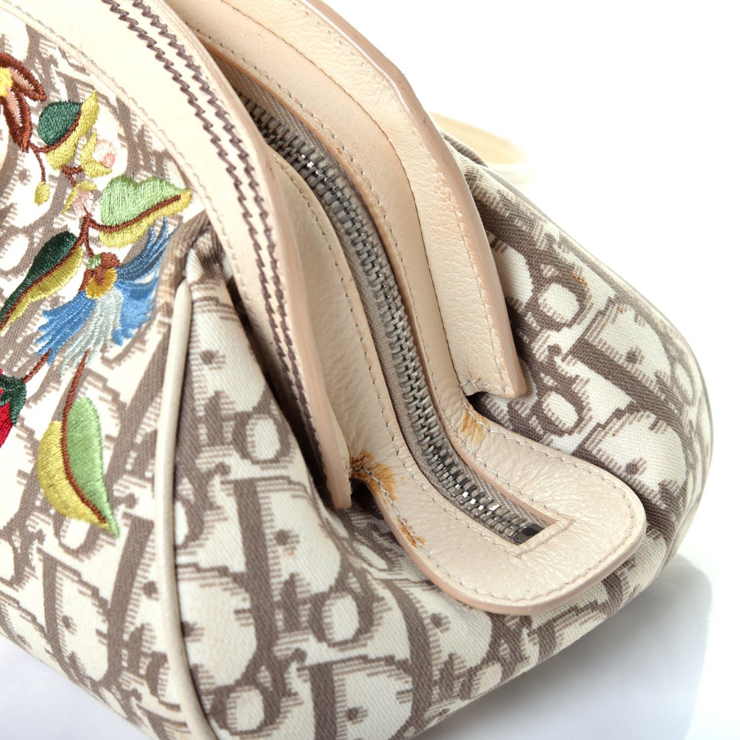 Christian Dior Monogram Vintage Flowers Frame Satchel Beige 10 of 10