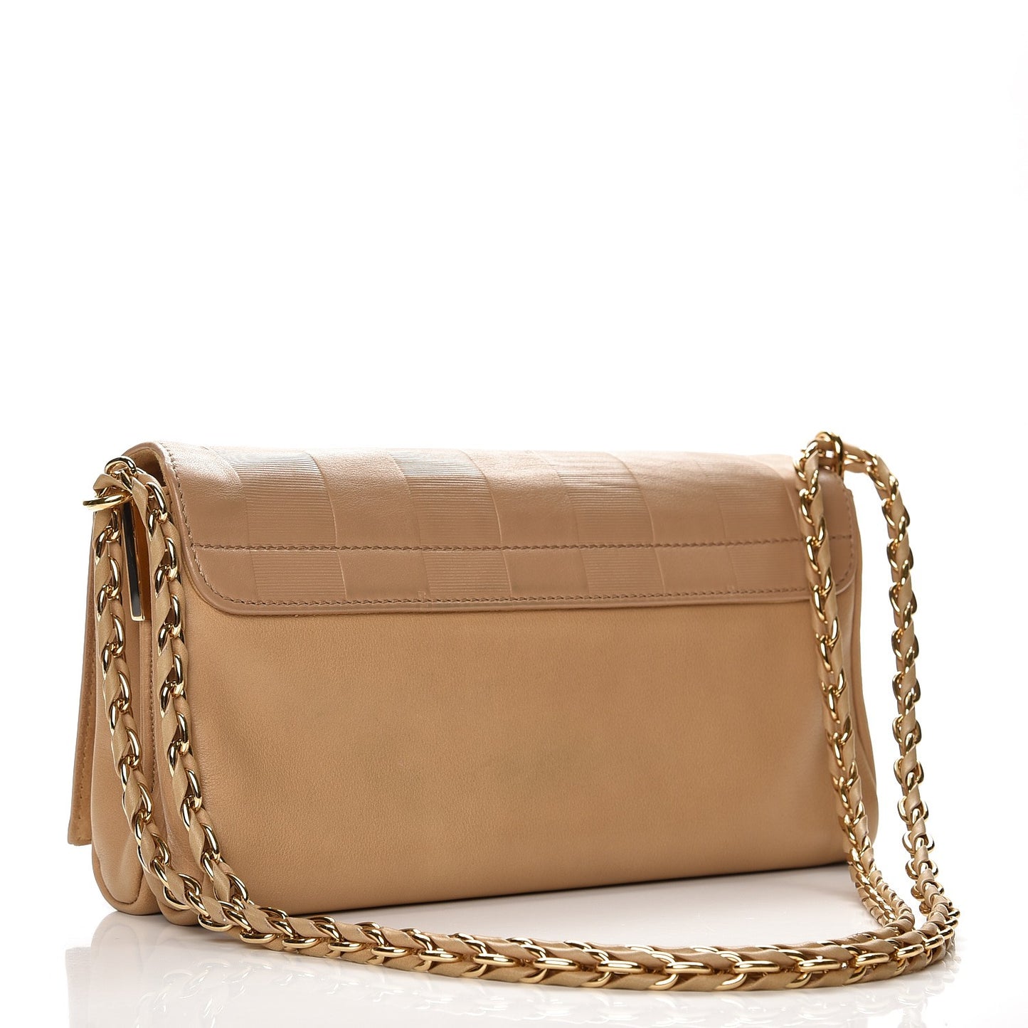 Calfskin Paris Pequin Small Shoulder Bag Beige