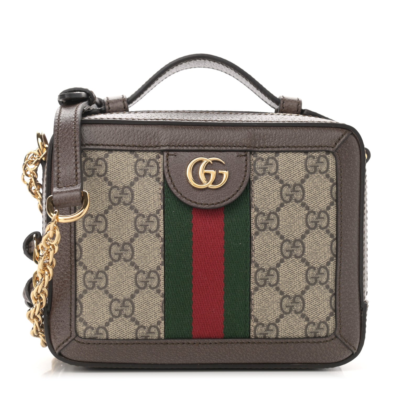 Gucci GG Supreme Monogram Mini Ophidia Top Handle Shoulder Bag Brown 1 of 11