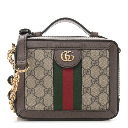 Gucci GG Supreme Monogram Mini Ophidia Top Handle Shoulder Bag Brown 1 of 11