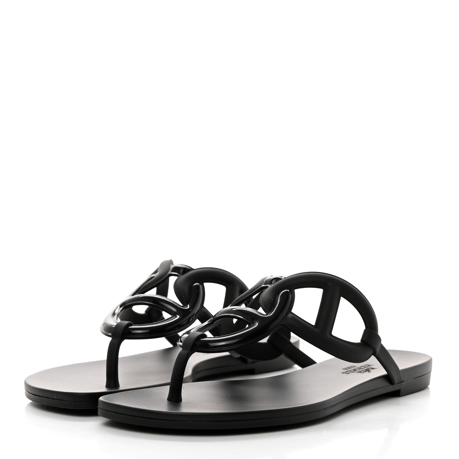 Hermes Rubber Womens Egerie Sandals 36 Black 3 of 9