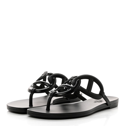 Hermes Rubber Womens Egerie Sandals 36 Black 3 of 9
