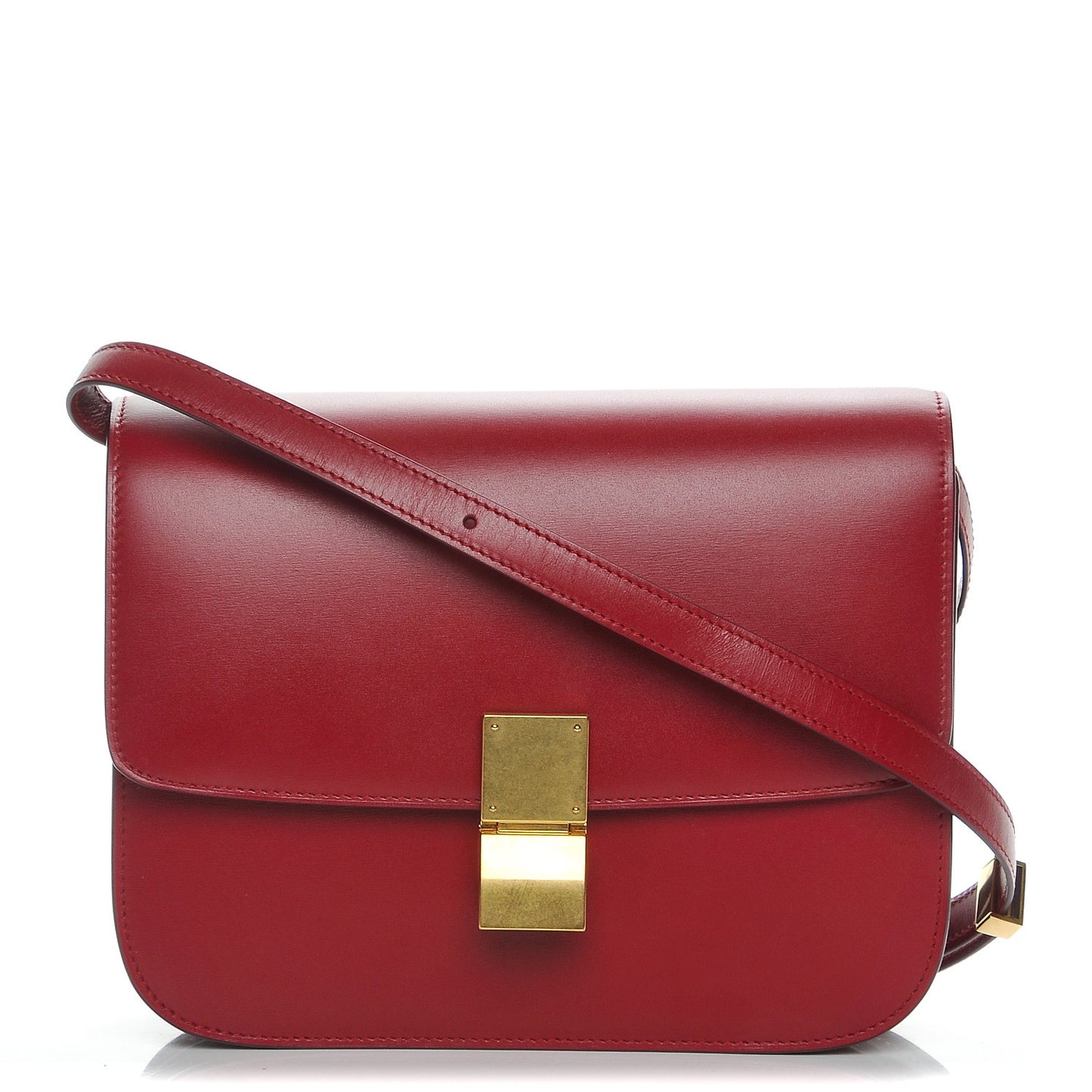 Box Calfskin Medium Classic Box Flap Bag Red