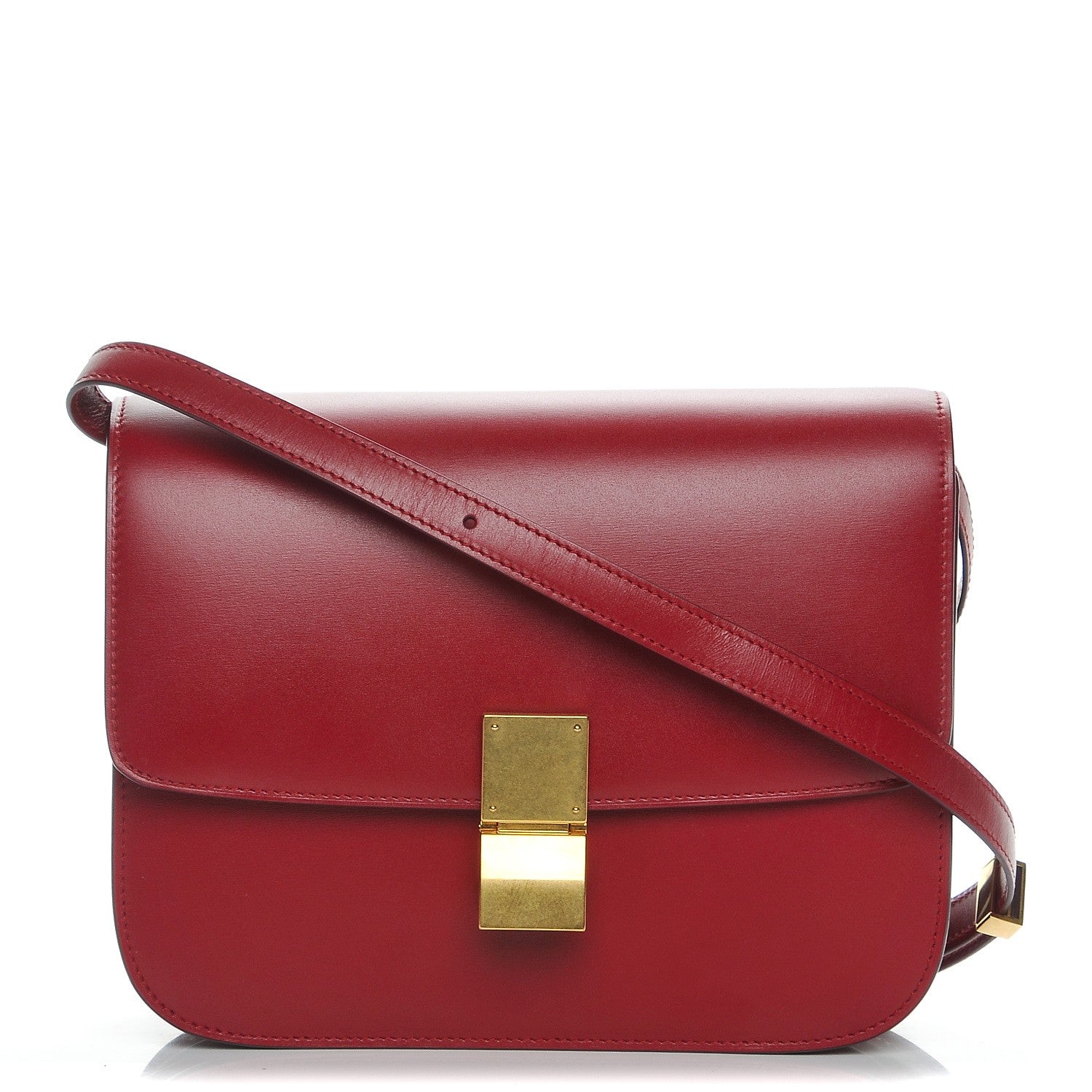 Celine Box Calfskin Medium Classic Box Flap Bag Red 1 of 8