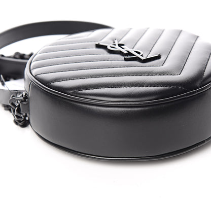 Saint Laurent Calfskin Matelasse Chevron Round Vinyle Camera Bag Black 8 of 10