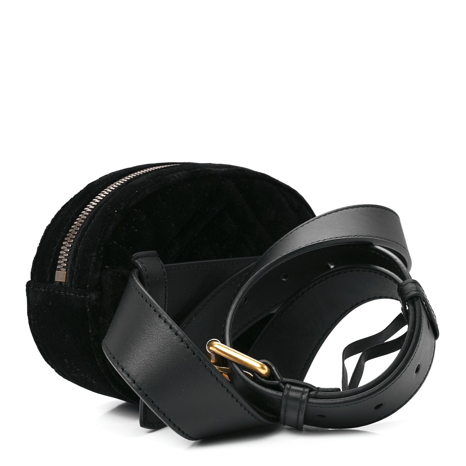 Gucci Velvet Matelasse GG Marmont Belt Bag 95 38 Black 3 of 13
