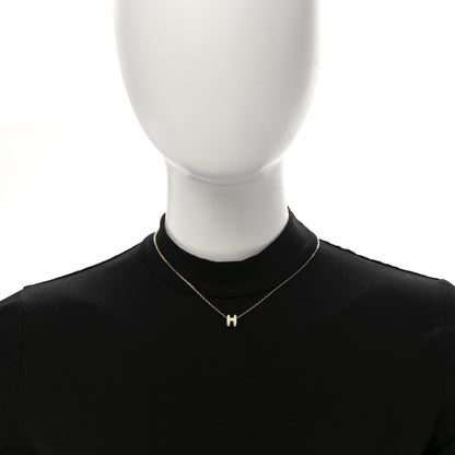 Hermes Lacquered Gold Mini Pop H Pendant Necklace White 2 of 7