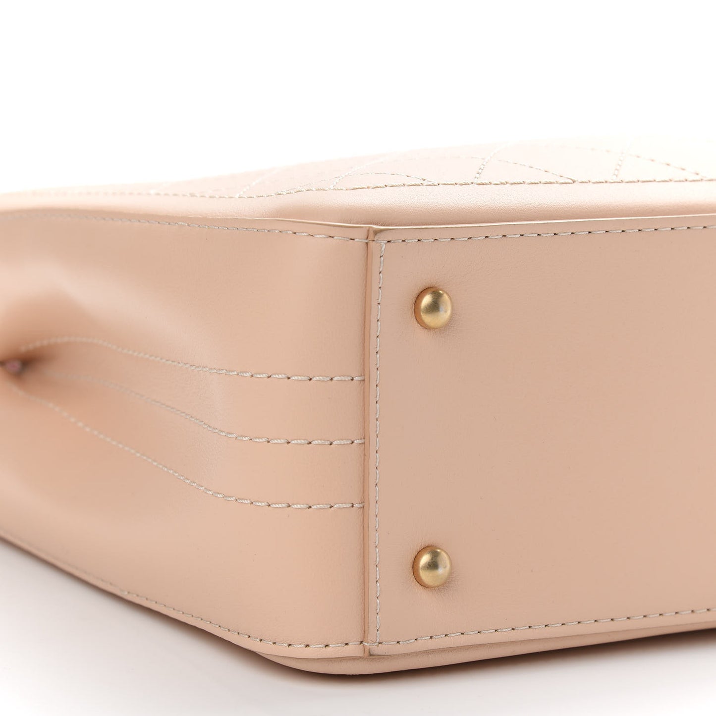 Bullskin Stitched Bi-Color Medium Shopping Tote Beige