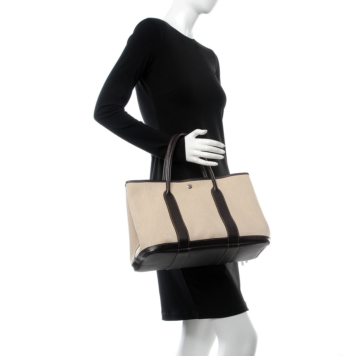 Buffle Sindhu Toile Garden Party 36 MM Tote Marron Fonce