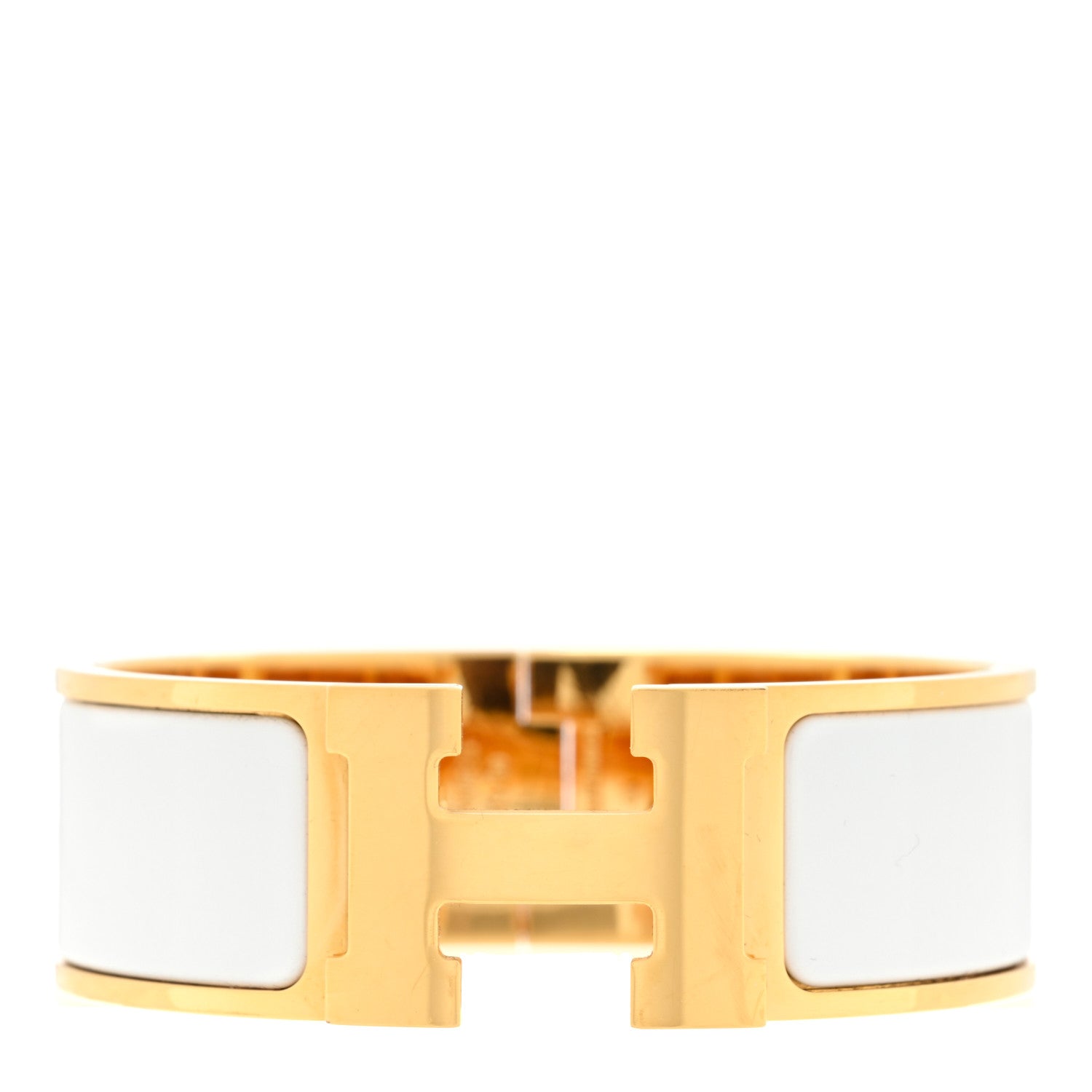 Hermes Enamel Wide Clic Clac H Bracelet PM White 1 of 3