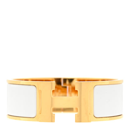 Hermes Enamel Wide Clic Clac H Bracelet PM White 1 of 3