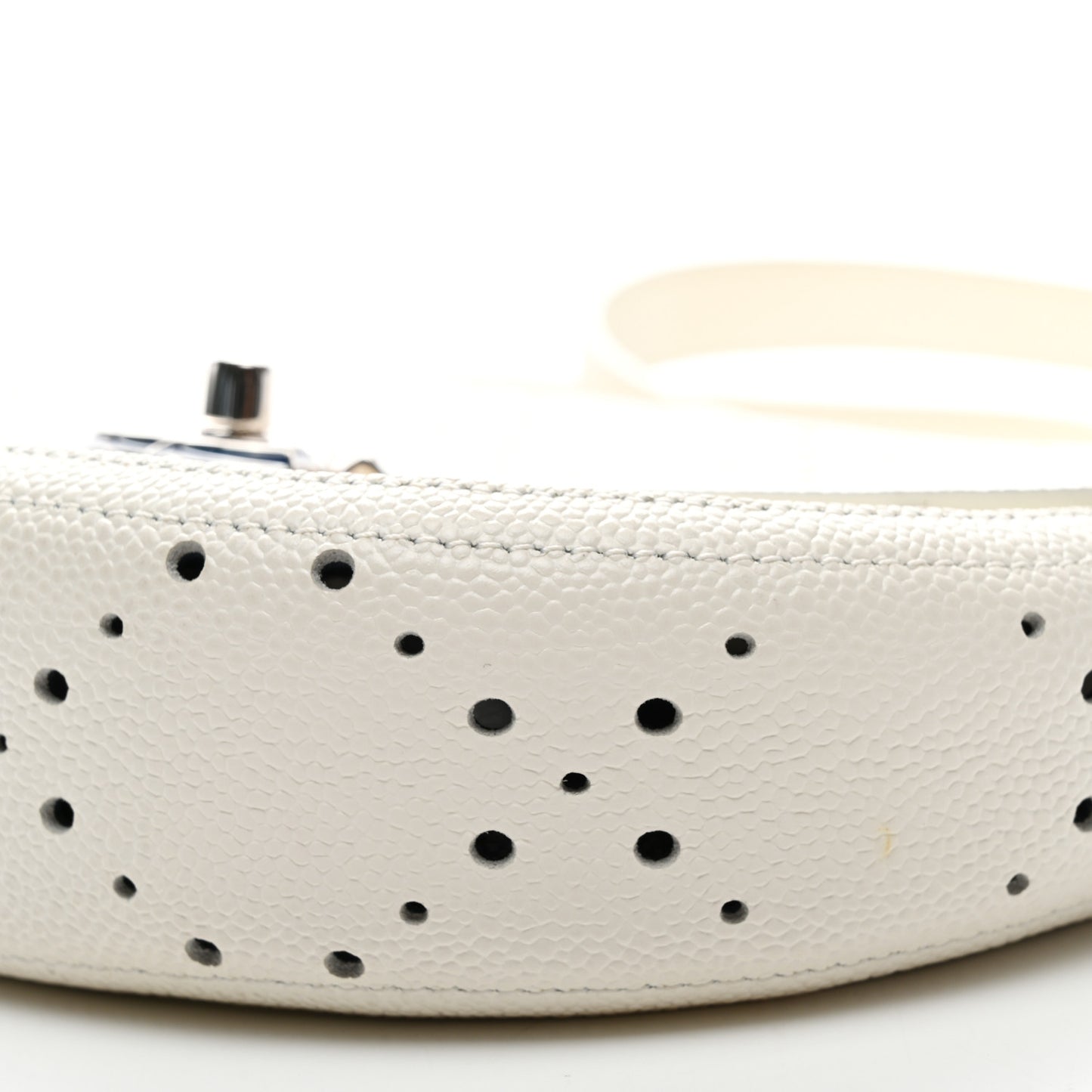 Caviar Perforated Messenger Bag White