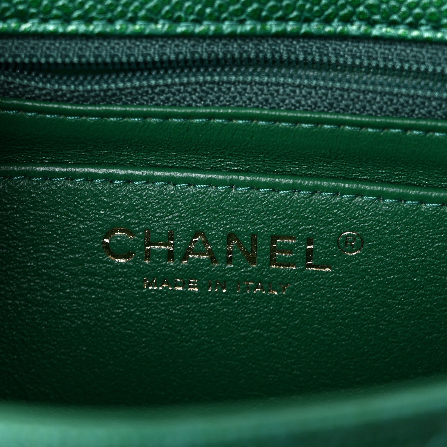 Chanel Metallic Caviar Quilted Mini Square Flap Green 5 of 11