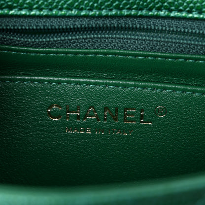 Chanel Metallic Caviar Quilted Mini Square Flap Green 5 of 11