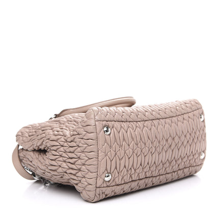 Miu Miu Nappa Matelasse Swarovski Crystal Tote Cammeo 3 of 8