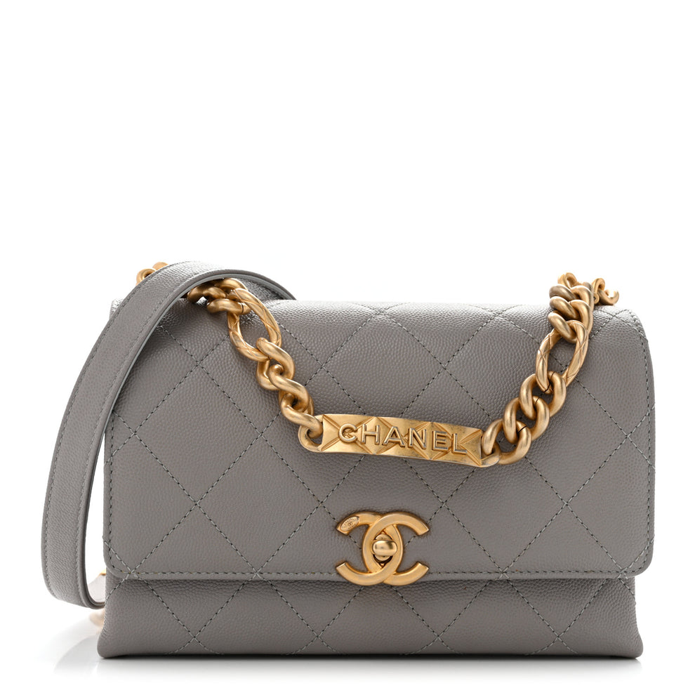 Chanel Caviar Quilted Mini Bracelet On Chain Flap Grey 1999370 ...