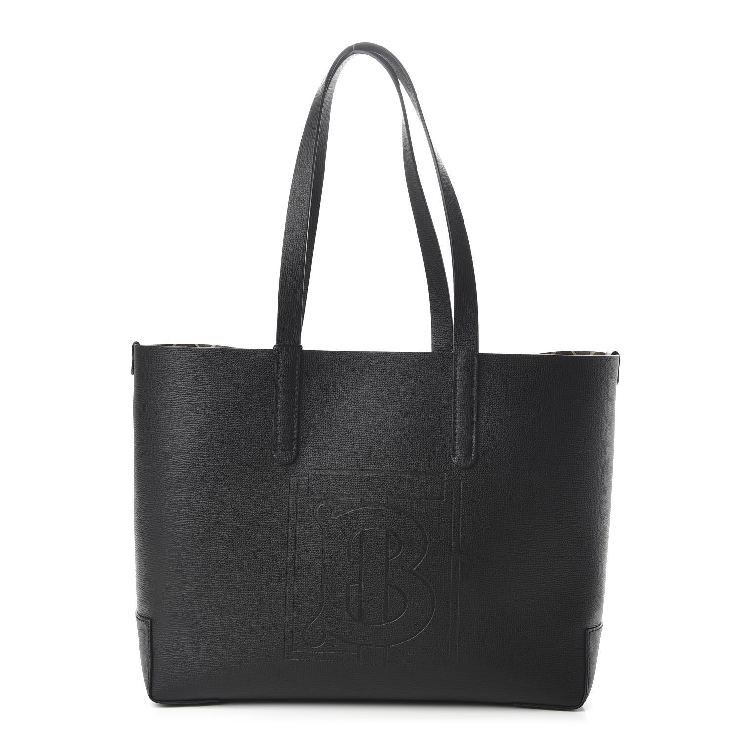 Burberry Calfskin TB Motif Embossed Medium Tote Black 1 of 15