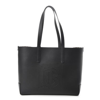 Burberry Calfskin TB Motif Embossed Medium Tote Black 1 of 15