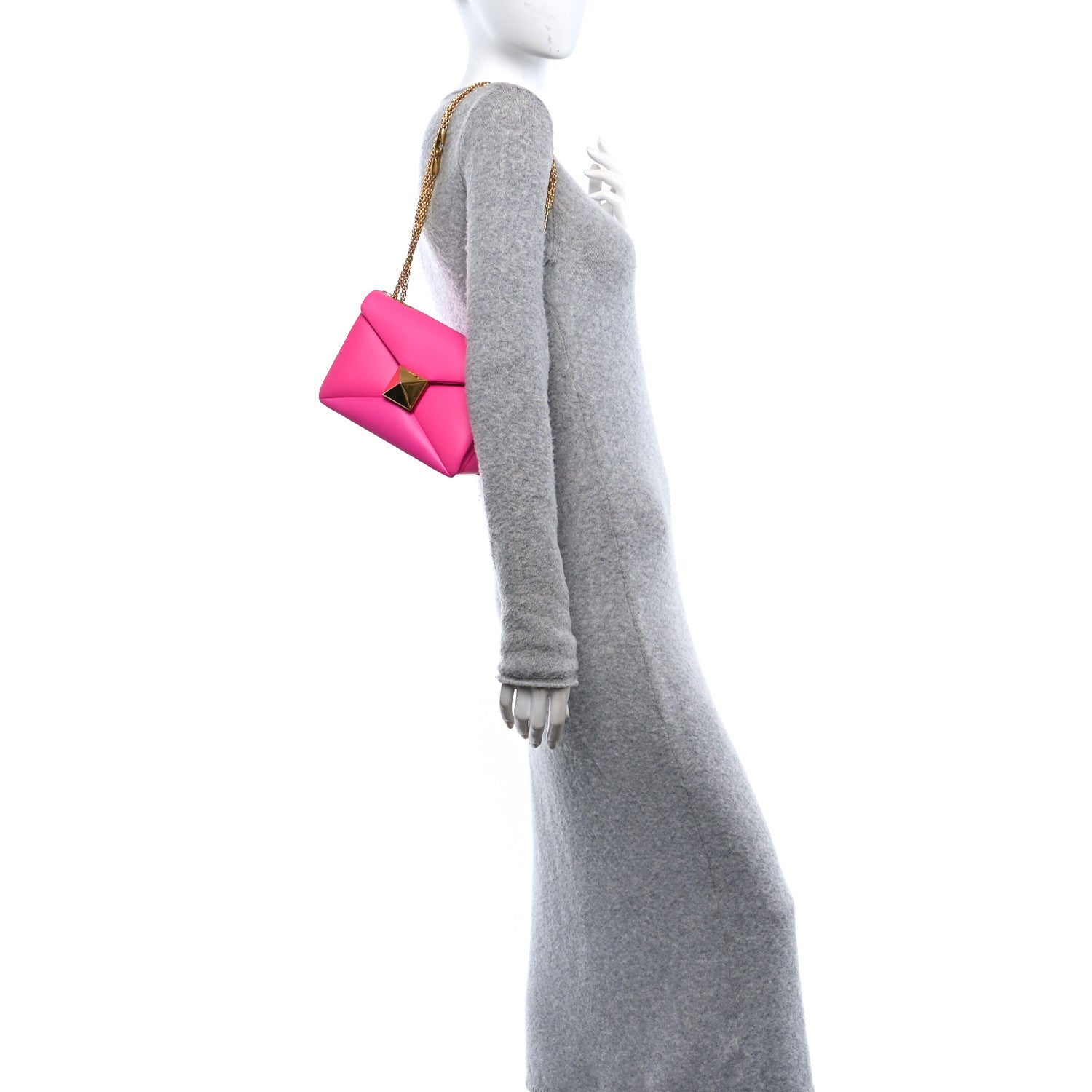 Valentino Garavani Nappa One Stud Chain Clutch Pink PP 2 of 10