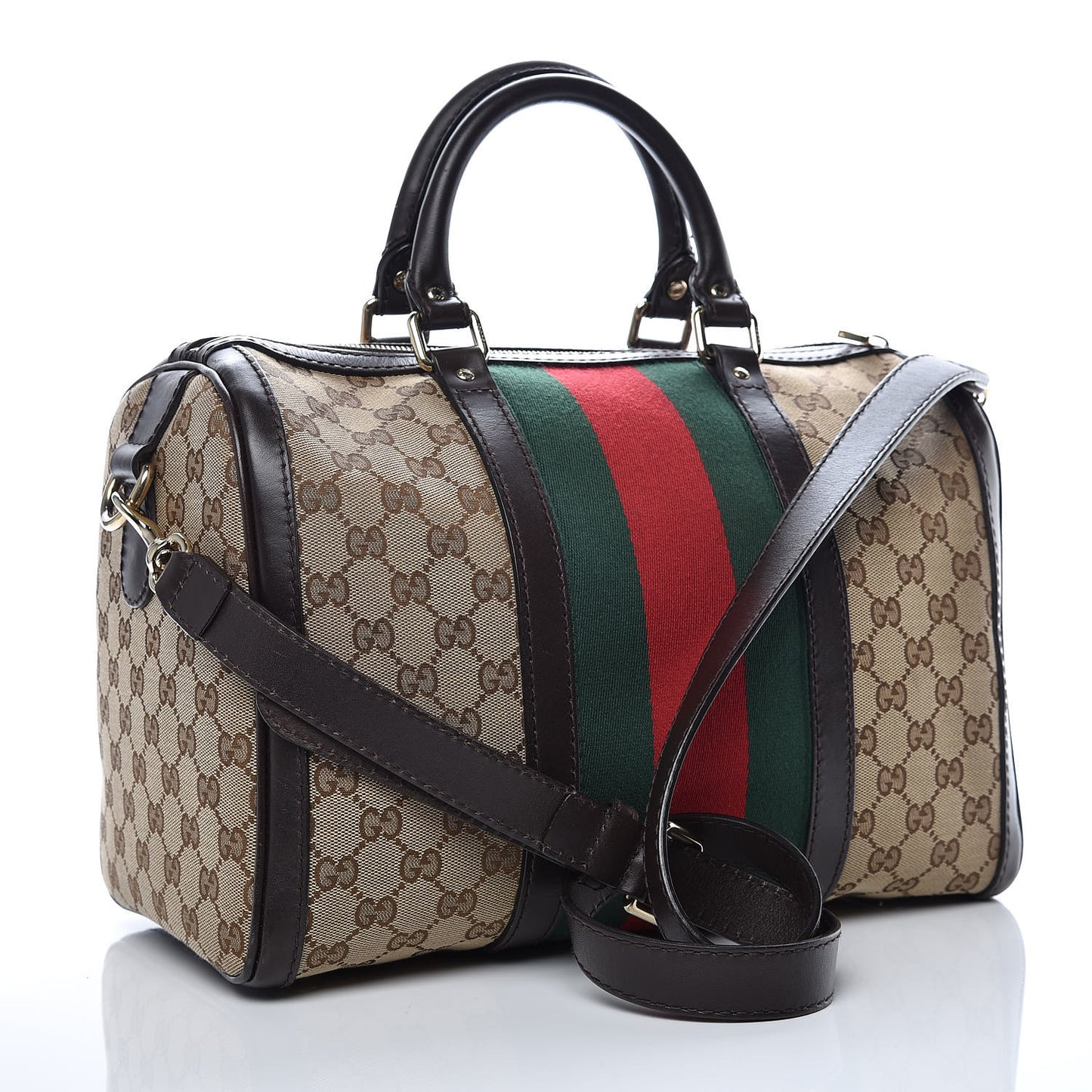 Monogram Vintage Web Medium Boston Dark Brown