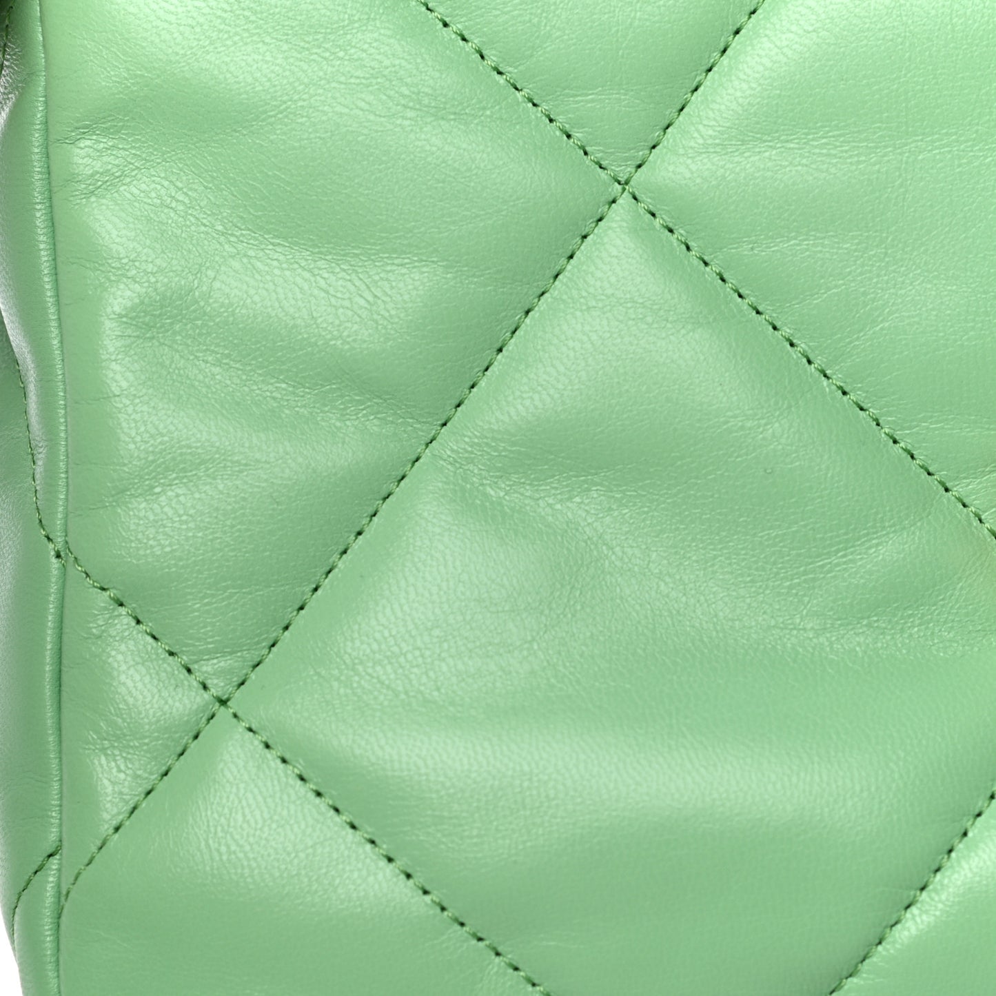 Goatskin Quilted Medium Chanel 19 Flap Light Green