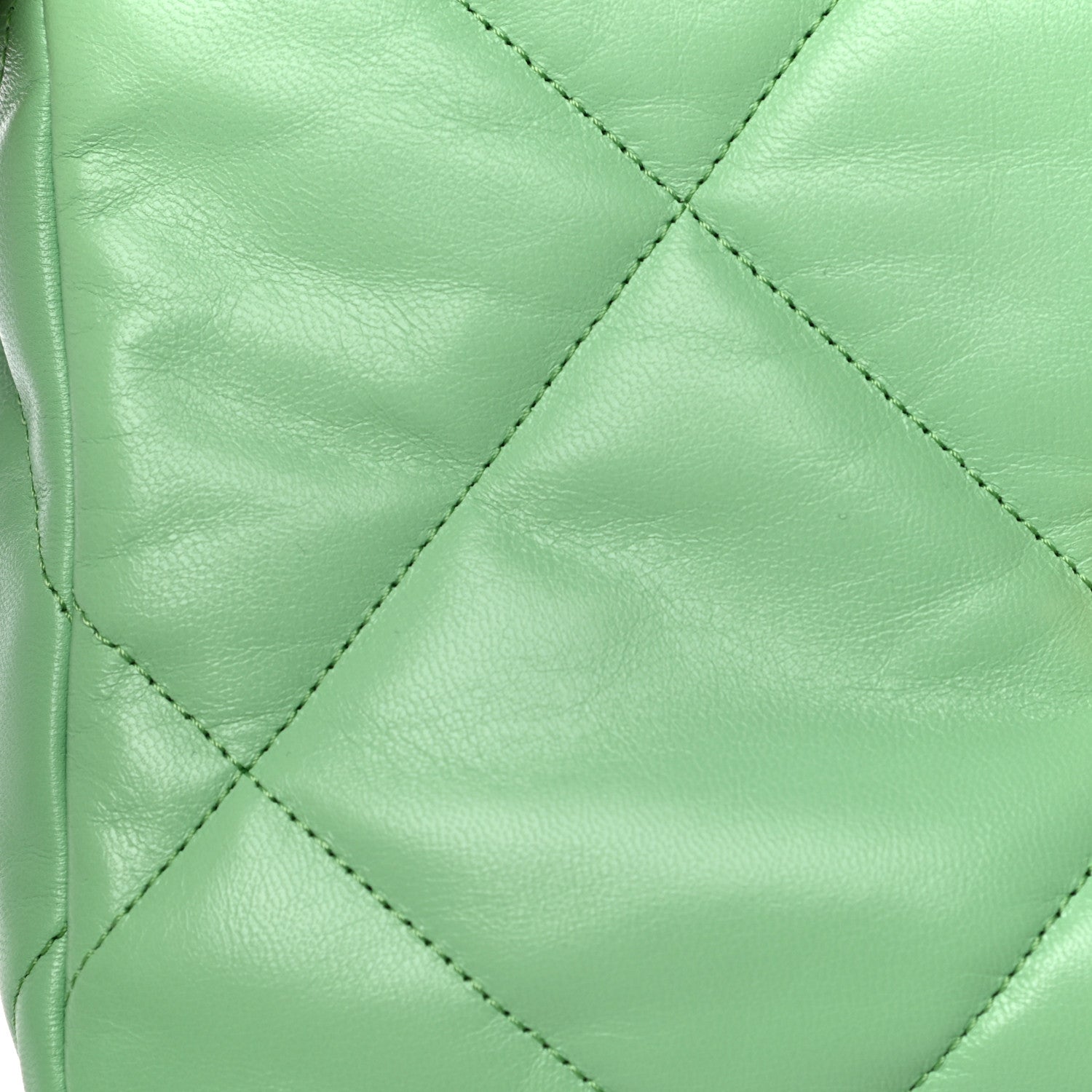 Chanel Goatskin Quilted Medium Chanel 19 Flap Light Green 15 of 16