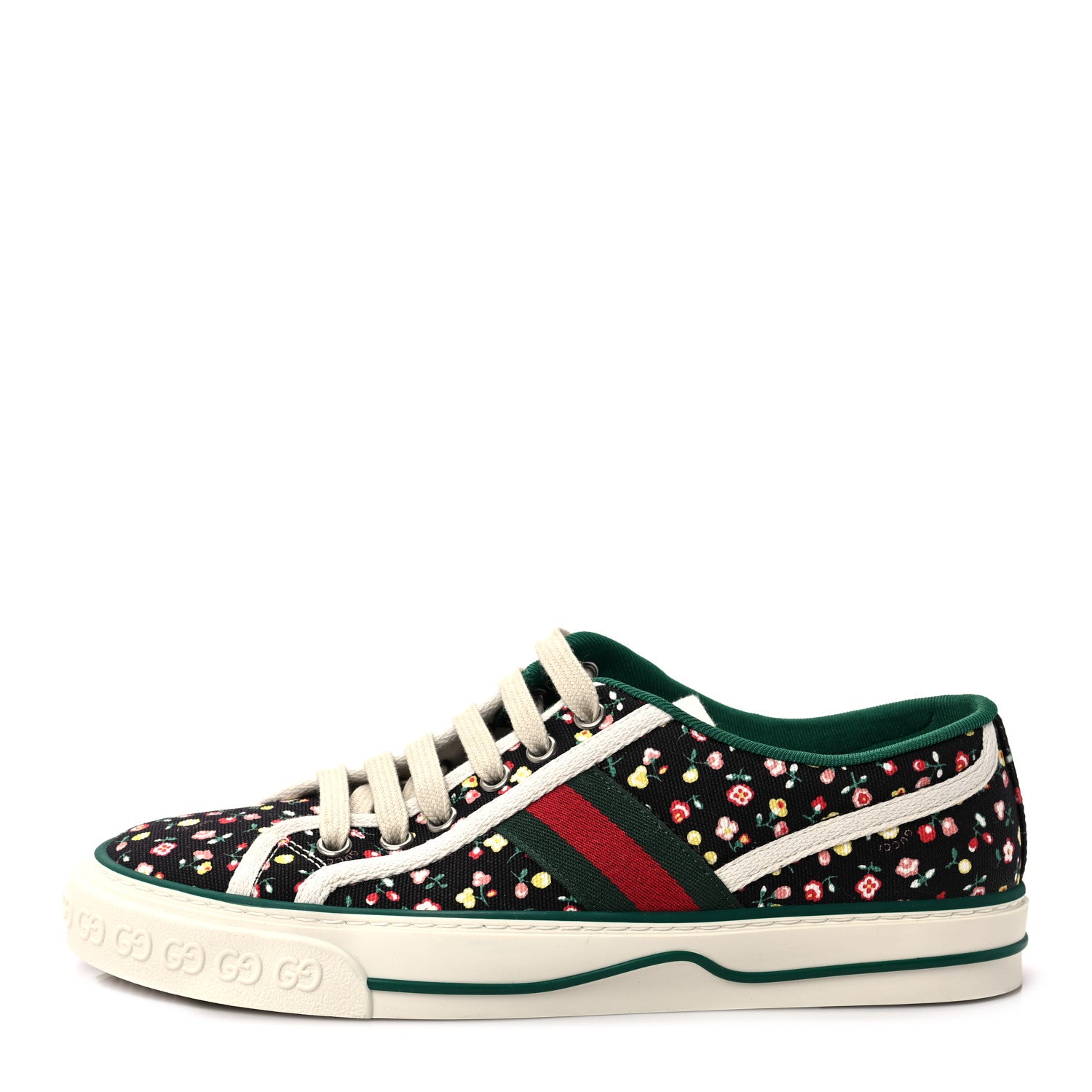 Gucci X LIBERTY OF LONDON Canvas Web Holly Print Womens 1977 Tennis Sneakers 38 Black Peach Mystic White 1 of 7