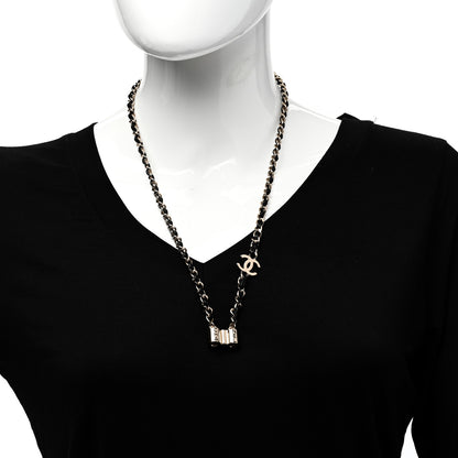 Chanel Metal Lambskin CC AirPods Necklace Gold Black 2 of 5